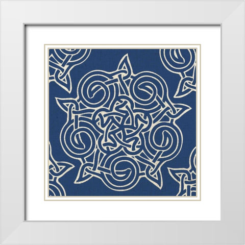 Indigo Kolidescope White Modern Wood Framed Art Print with Double Matting by Hogan, Melody