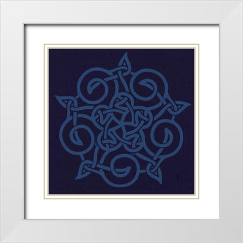 Deep Blue Kolidescope White Modern Wood Framed Art Print with Double Matting by Hogan, Melody