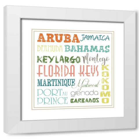 Beach Destinations White Modern Wood Framed Art Print with Double Matting by Hogan, Melody