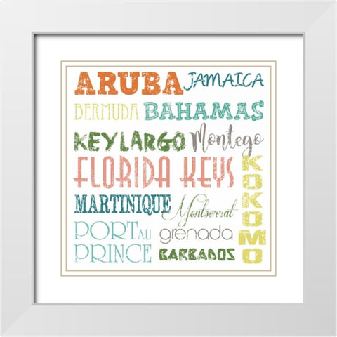 Beach Destinations White Modern Wood Framed Art Print with Double Matting by Hogan, Melody