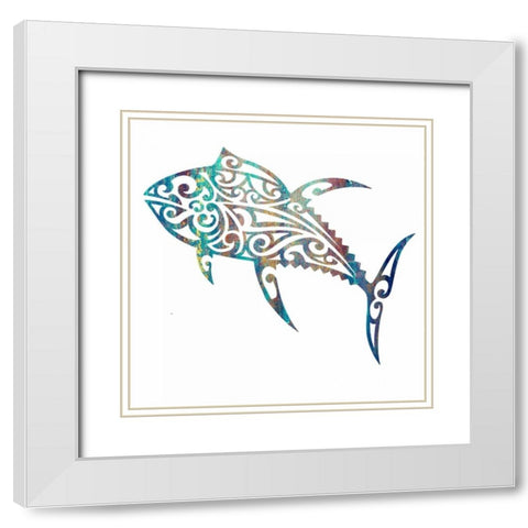 Tribal Koi 1 White Modern Wood Framed Art Print with Double Matting by Hogan, Melody