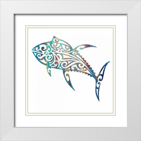 Tribal Koi 1 White Modern Wood Framed Art Print with Double Matting by Hogan, Melody