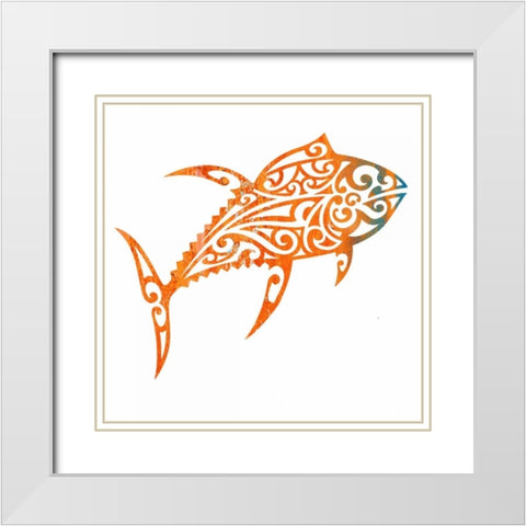 Tribal Koi 2 White Modern Wood Framed Art Print with Double Matting by Hogan, Melody