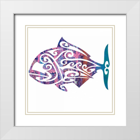 Tribal Koi 3 White Modern Wood Framed Art Print with Double Matting by Hogan, Melody