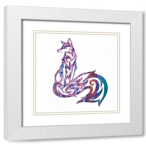Tribal Fox 1 White Modern Wood Framed Art Print with Double Matting by Hogan, Melody