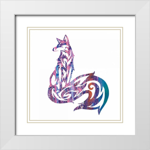 Tribal Fox 1 White Modern Wood Framed Art Print with Double Matting by Hogan, Melody