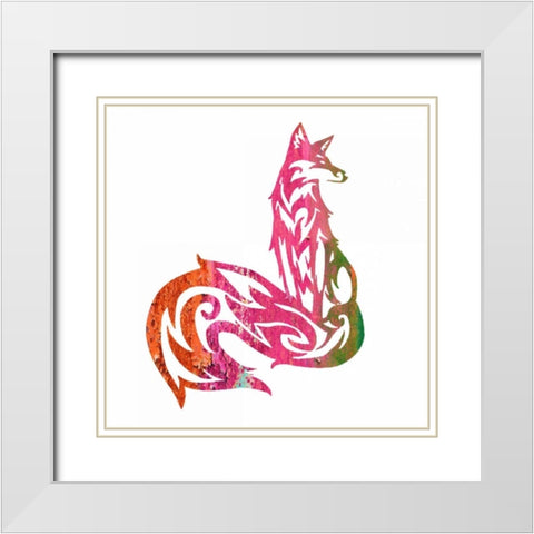 Tribal Fox 2 White Modern Wood Framed Art Print with Double Matting by Hogan, Melody