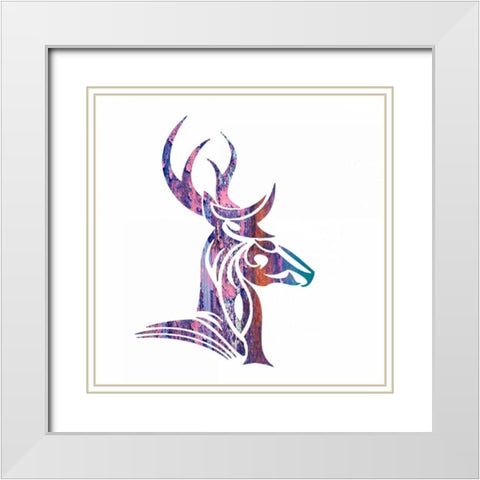 Tribal Buck 2 White Modern Wood Framed Art Print with Double Matting by Hogan, Melody