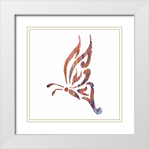 Tribal Butterfly 1 White Modern Wood Framed Art Print with Double Matting by Hogan, Melody