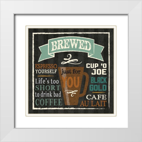 Brew Chalk 2 White Modern Wood Framed Art Print with Double Matting by Hogan, Melody