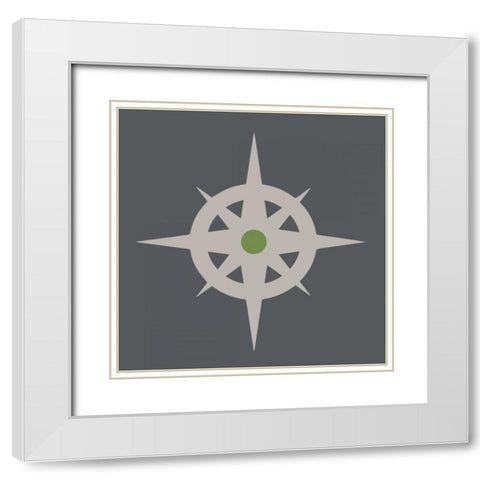 Neutral Compass White Modern Wood Framed Art Print with Double Matting by Hogan, Melody