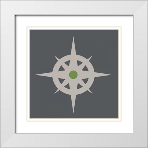 Neutral Compass White Modern Wood Framed Art Print with Double Matting by Hogan, Melody