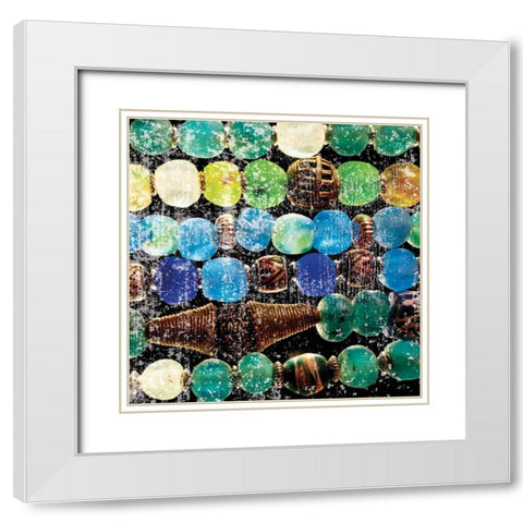 African Beads White Modern Wood Framed Art Print with Double Matting by Hogan, Melody