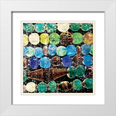 African Beads White Modern Wood Framed Art Print with Double Matting by Hogan, Melody