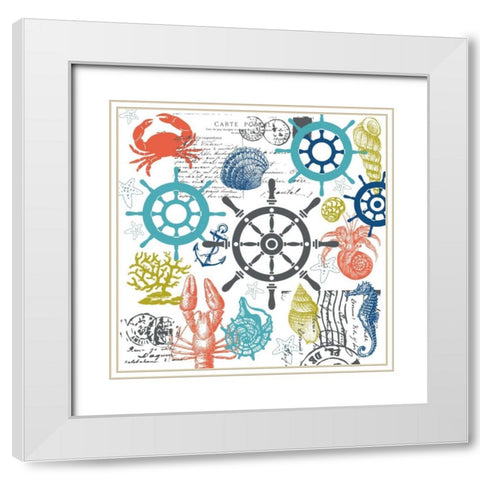 Coastal Collage White Modern Wood Framed Art Print with Double Matting by Hogan, Melody