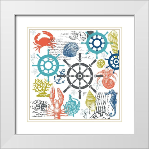 Coastal Collage White Modern Wood Framed Art Print with Double Matting by Hogan, Melody