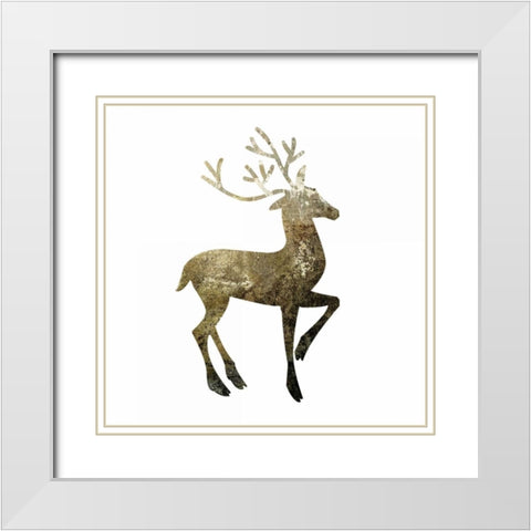 Glimmer Deer 1 White Modern Wood Framed Art Print with Double Matting by Hogan, Melody