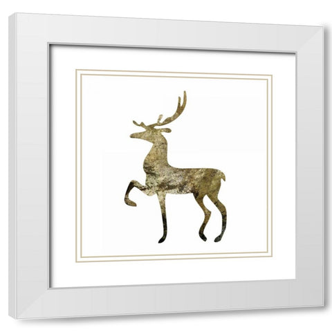 Glimmer Deer 2 White Modern Wood Framed Art Print with Double Matting by Hogan, Melody