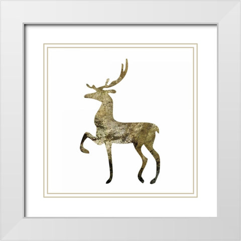 Glimmer Deer 2 White Modern Wood Framed Art Print with Double Matting by Hogan, Melody