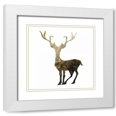 Glimmer Deer 4 White Modern Wood Framed Art Print with Double Matting by Hogan, Melody