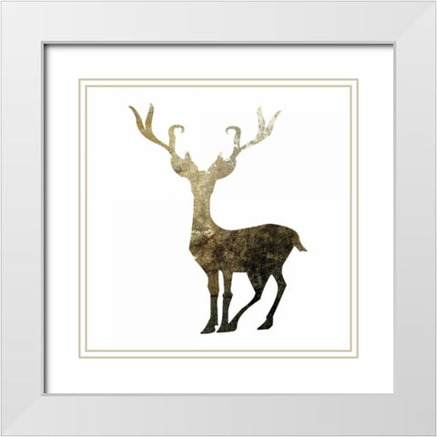 Glimmer Deer 4 White Modern Wood Framed Art Print with Double Matting by Hogan, Melody