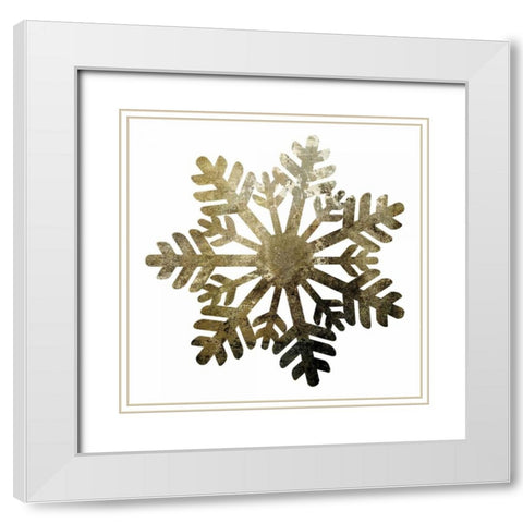 Glimmer Snowflakes 1 White Modern Wood Framed Art Print with Double Matting by Hogan, Melody