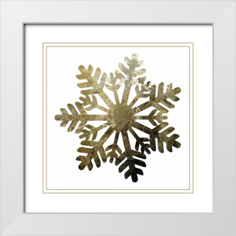 Glimmer Snowflakes 1 White Modern Wood Framed Art Print with Double Matting by Hogan, Melody