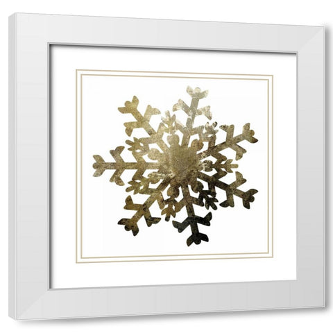 Glimmer Snowflakes 2 White Modern Wood Framed Art Print with Double Matting by Hogan, Melody