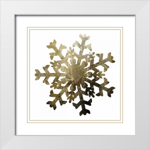 Glimmer Snowflakes 2 White Modern Wood Framed Art Print with Double Matting by Hogan, Melody