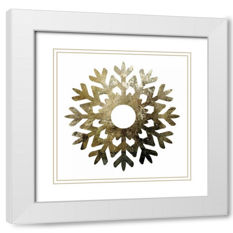 Glimmer Snowflakes 3 White Modern Wood Framed Art Print with Double Matting by Hogan, Melody