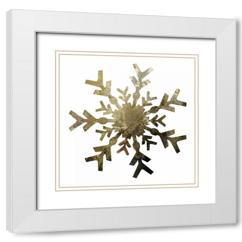 Glimmer Snowflakes 4 White Modern Wood Framed Art Print with Double Matting by Hogan, Melody