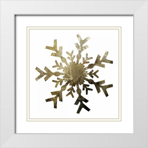 Glimmer Snowflakes 4 White Modern Wood Framed Art Print with Double Matting by Hogan, Melody