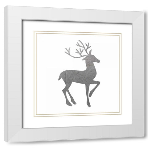 PrintSilver Deer 1 White Modern Wood Framed Art Print with Double Matting by Hogan, Melody