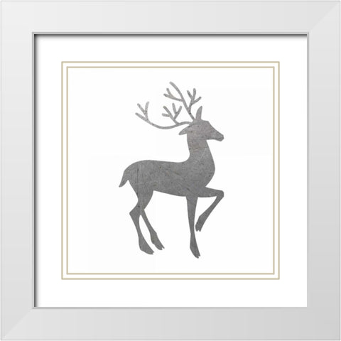 PrintSilver Deer 1 White Modern Wood Framed Art Print with Double Matting by Hogan, Melody