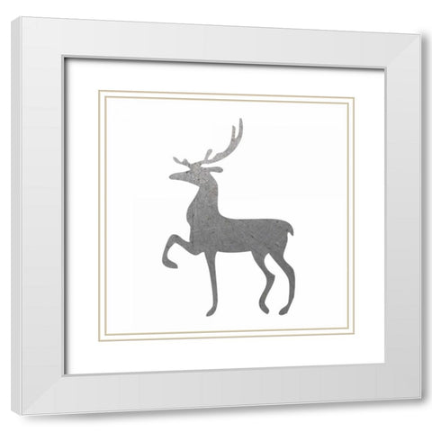 Silver Deer 2 White Modern Wood Framed Art Print with Double Matting by Hogan, Melody