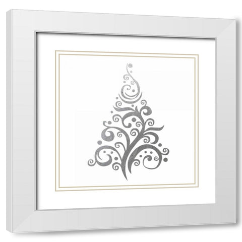 Silver Trees 1 White Modern Wood Framed Art Print with Double Matting by Hogan, Melody