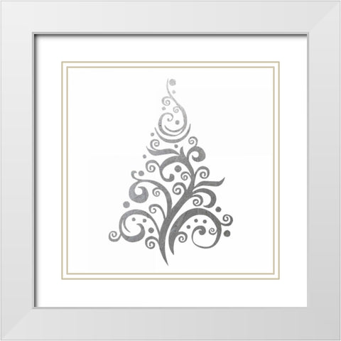 Silver Trees 1 White Modern Wood Framed Art Print with Double Matting by Hogan, Melody