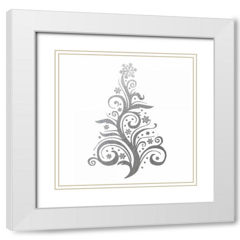 Silver Trees 2 White Modern Wood Framed Art Print with Double Matting by Hogan, Melody
