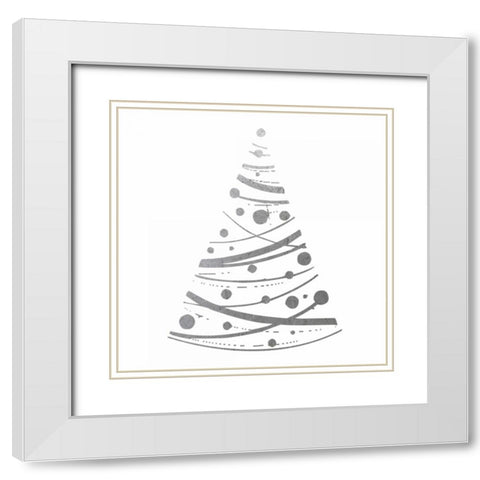 Silver Trees 3 White Modern Wood Framed Art Print with Double Matting by Hogan, Melody