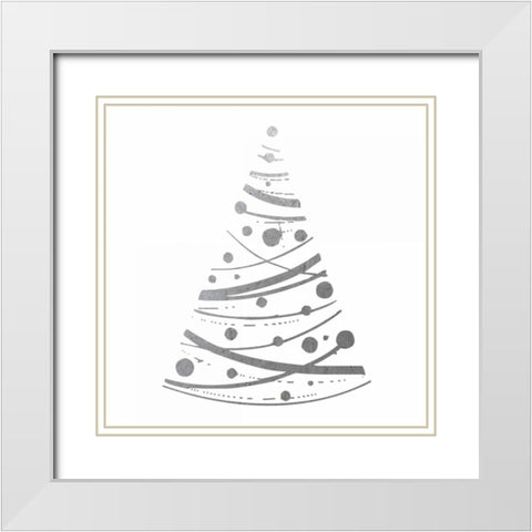 Silver Trees 3 White Modern Wood Framed Art Print with Double Matting by Hogan, Melody
