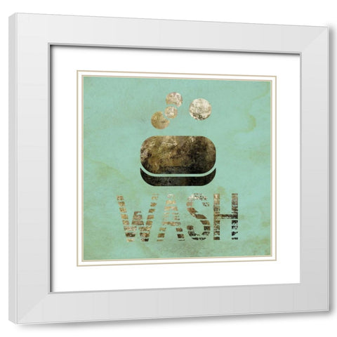 Mint Glitz Bath 1 White Modern Wood Framed Art Print with Double Matting by Hogan, Melody