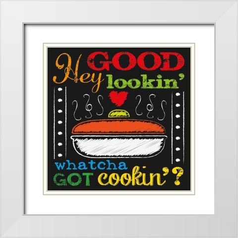 Chalkboard Kitchen Art 3 White Modern Wood Framed Art Print with Double Matting by Hogan, Melody