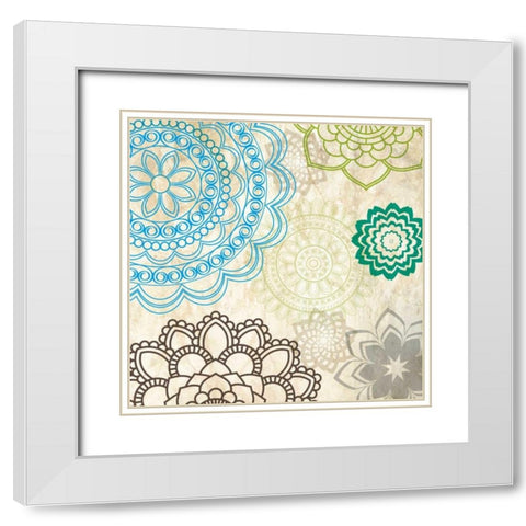 Sparklers Floral 1 White Modern Wood Framed Art Print with Double Matting by Hogan, Melody