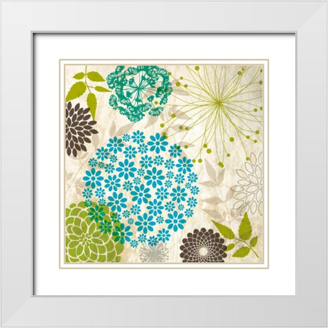 Sparklers Floral 3 White Modern Wood Framed Art Print with Double Matting by Hogan, Melody