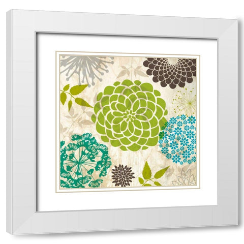Sparklers Floral 4 White Modern Wood Framed Art Print with Double Matting by Hogan, Melody