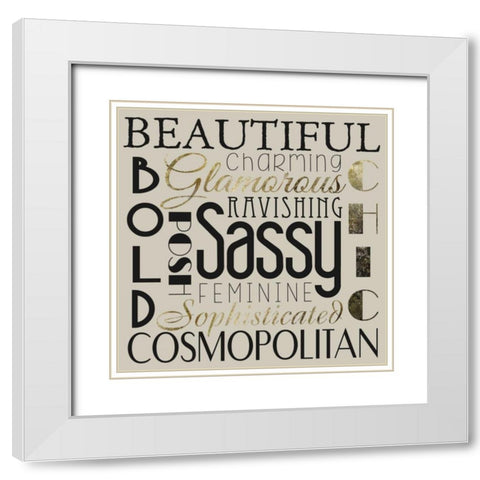 Glamour Gold 2 White Modern Wood Framed Art Print with Double Matting by Hogan, Melody