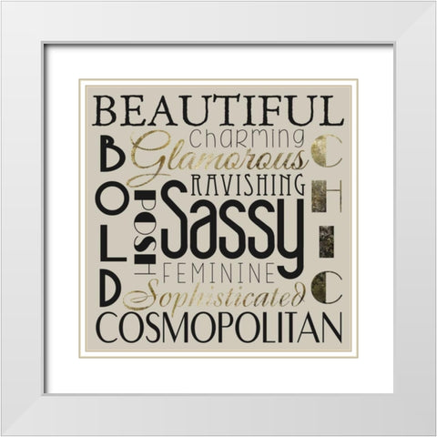 Glamour Gold 2 White Modern Wood Framed Art Print with Double Matting by Hogan, Melody