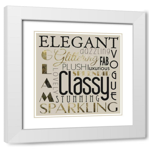 Glamour Gold 3 White Modern Wood Framed Art Print with Double Matting by Hogan, Melody