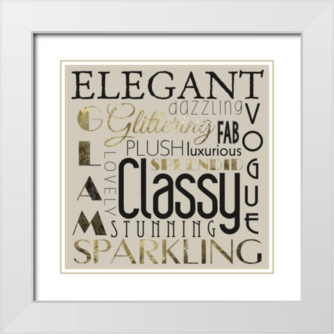 Glamour Gold 3 White Modern Wood Framed Art Print with Double Matting by Hogan, Melody