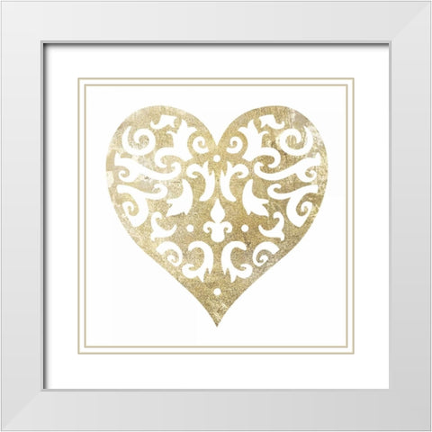 Heart Glitz 1 White Modern Wood Framed Art Print with Double Matting by Hogan, Melody